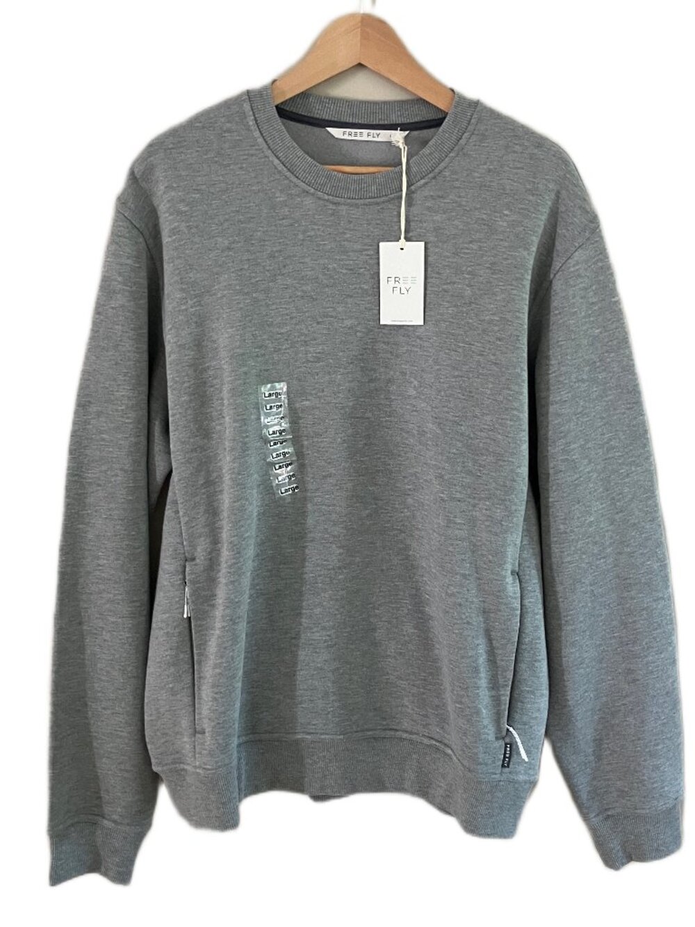 Free Fly Men's Bamboo Northcoast Fleece Crew Pullover Gray Size Medium/Large NWT - Picture 7 of 14